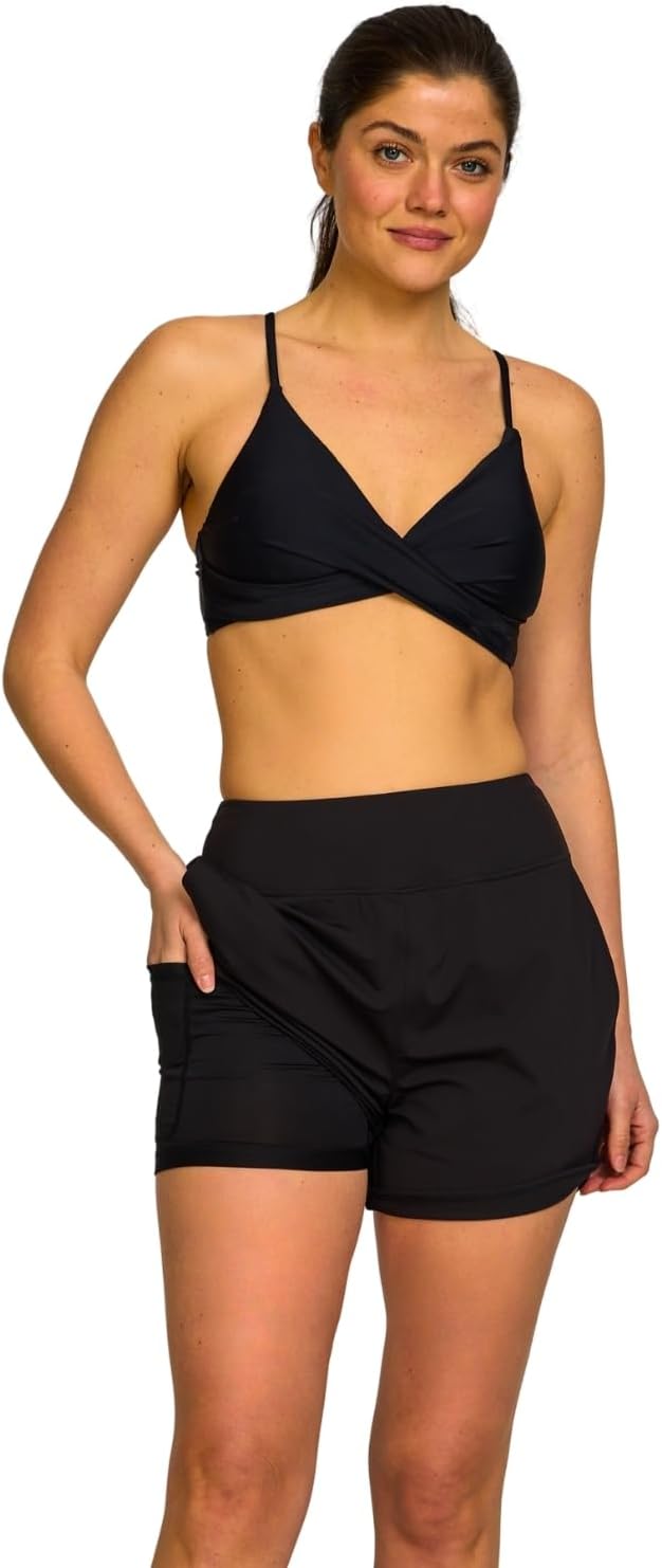 High Waisted Women' Swim Shorts-Tummy Control Beach Shorts Boardshorts with Liner UPF 50 Swimsuit Bottom