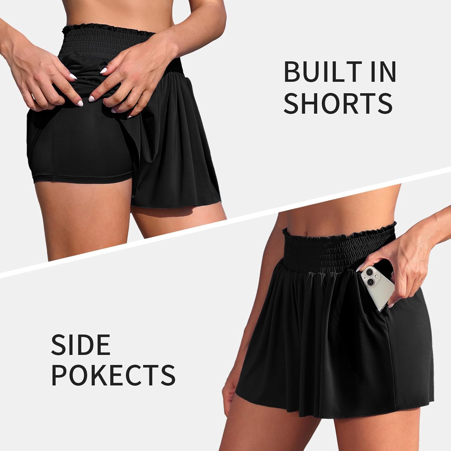 Womens Swim Shorts 3 High Waist Flowy Board Shorts for Women with Pockets Beach Bathing Suit Bottoms Tummy Control Womens Swim Shorts 3 High Waist Flowy Board Shorts for Women with Pockets Beach Bathing Suit Bottoms Tummy Control