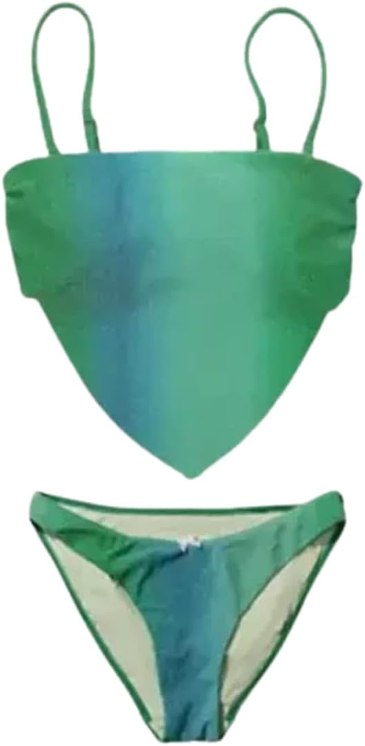 Beach Women's Shimmer Asymmetrical Two-Piece Bikini Set – Bandeau Top with Cutout Design