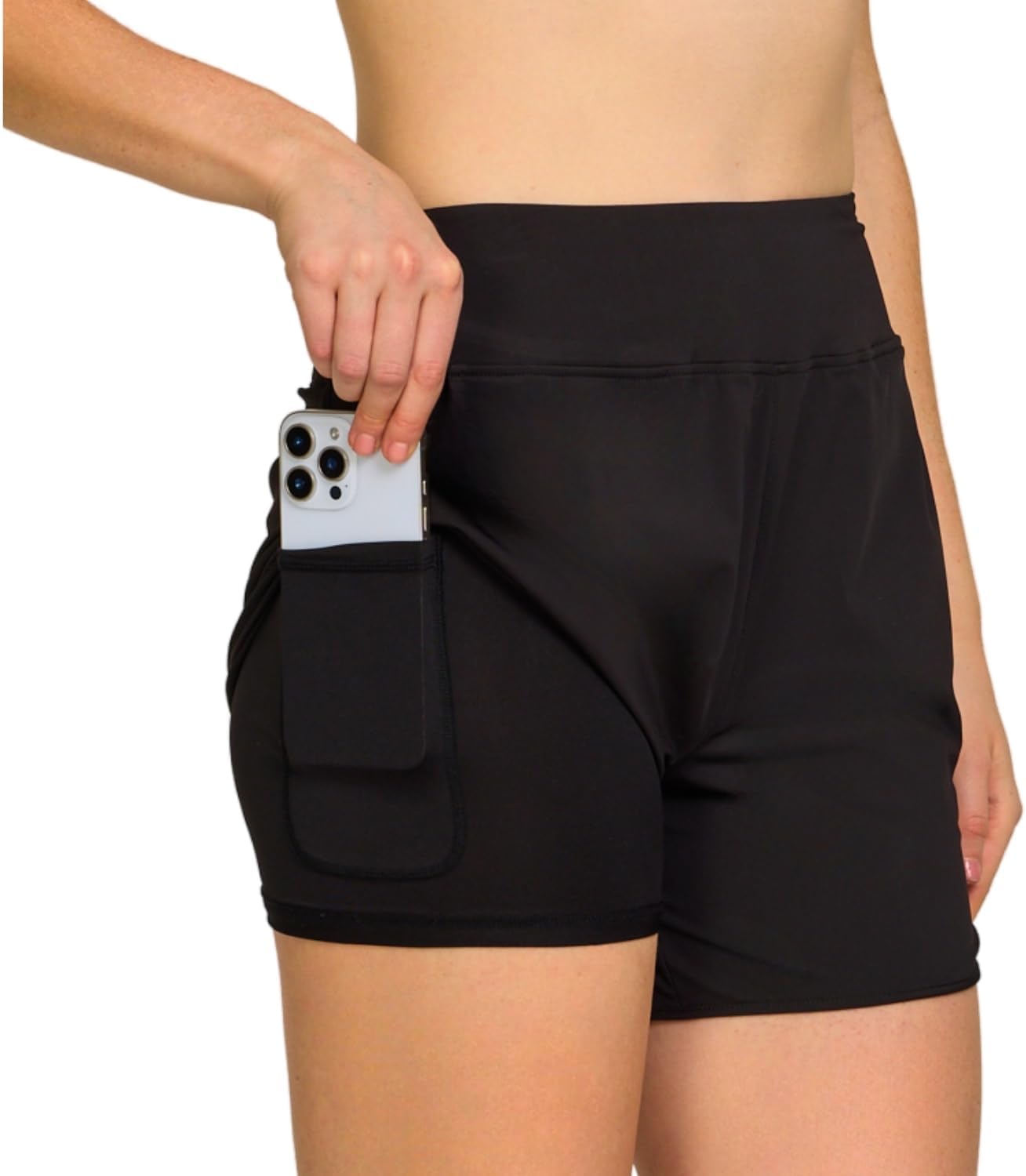 High Waisted Swim Shorts for Women-5 Tummy Control Board Shorts with Liner Quick Dry Beach Shorts Swim Bottom