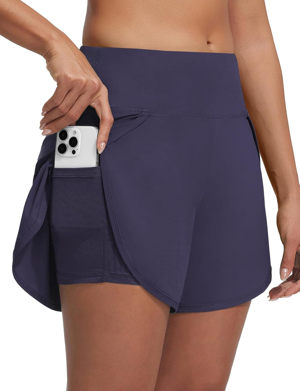 Womens 5 Swim Shorts Board Shorts for Swimming Beach Modest Swimsuits with Boxer Liner Pockets