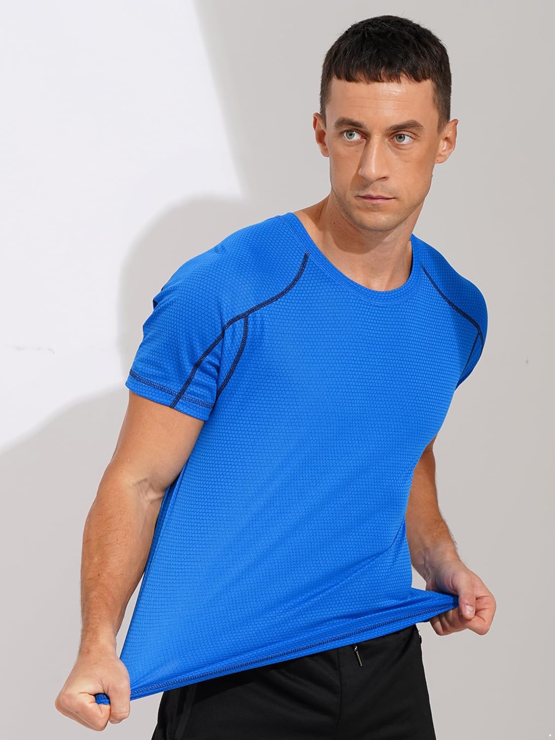 Men's Athletic T-Shirt Quick Dry Athletic Running Tee Shirt UPF 50 Rash Guard Shirt Gym Yoga Workout Tops
