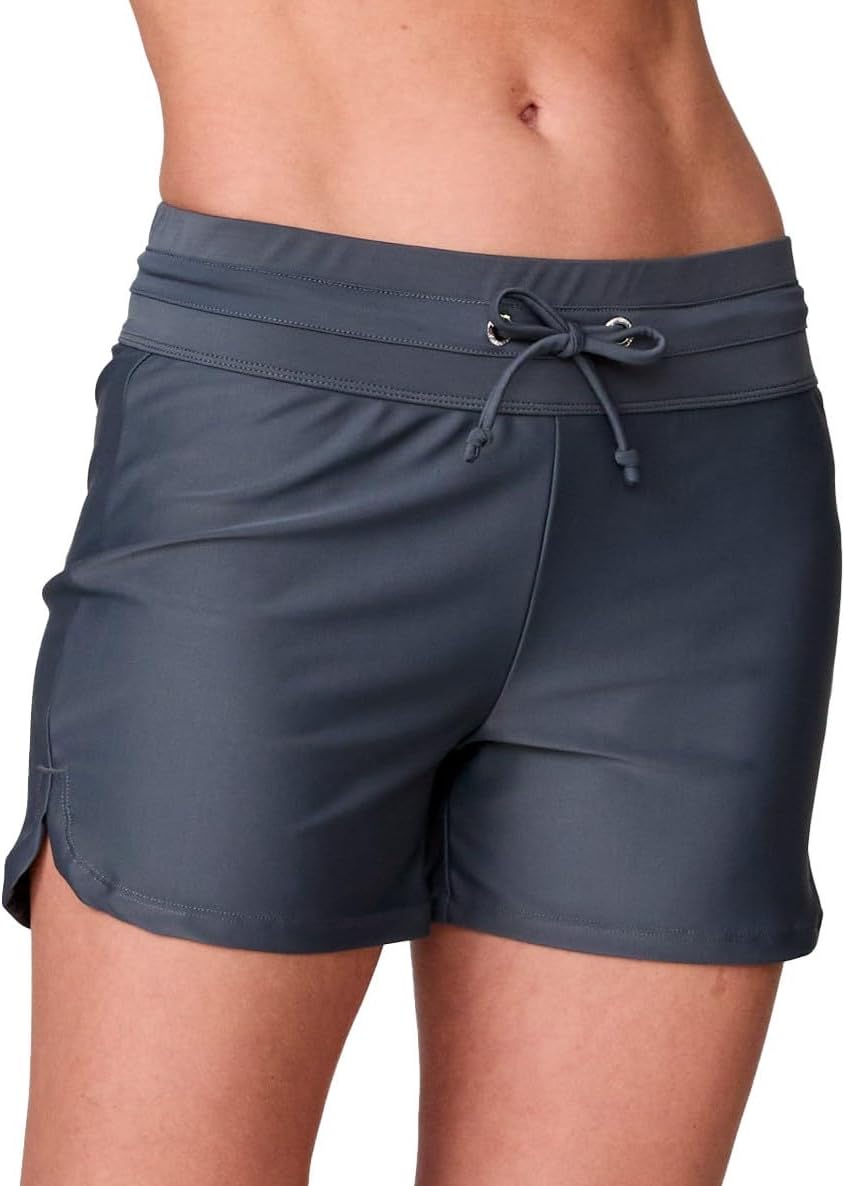 Women' 3 5 Swim Board Shorts Swimsuit UPF 50 Bermuda Drawstring with Back Pocket Quick Dry Beach Pool Bottom