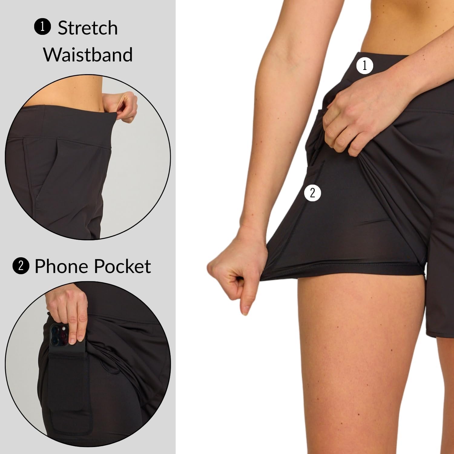 High Waisted Women's Swim Shorts-Tummy Control Beach Shorts Boardshorts with Liner UPF 50 Swimsuit Bottom