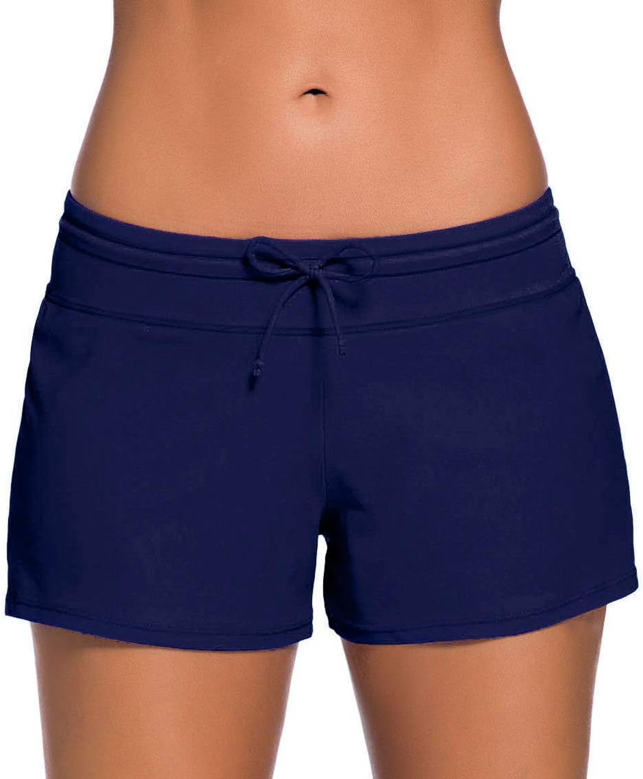 Women' Swim Boardshorts Tankini Boyshorts Beach Bottom Swimsuit Built in Briefs