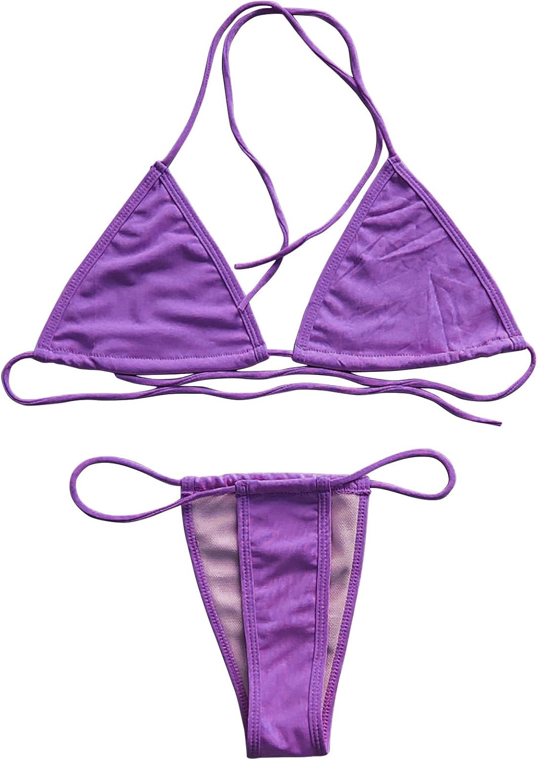 Women Two Piece Swimsuit Sexy Swimwear Halter String Triangle Bikini Sets Thong Cheeky Bathing Suits