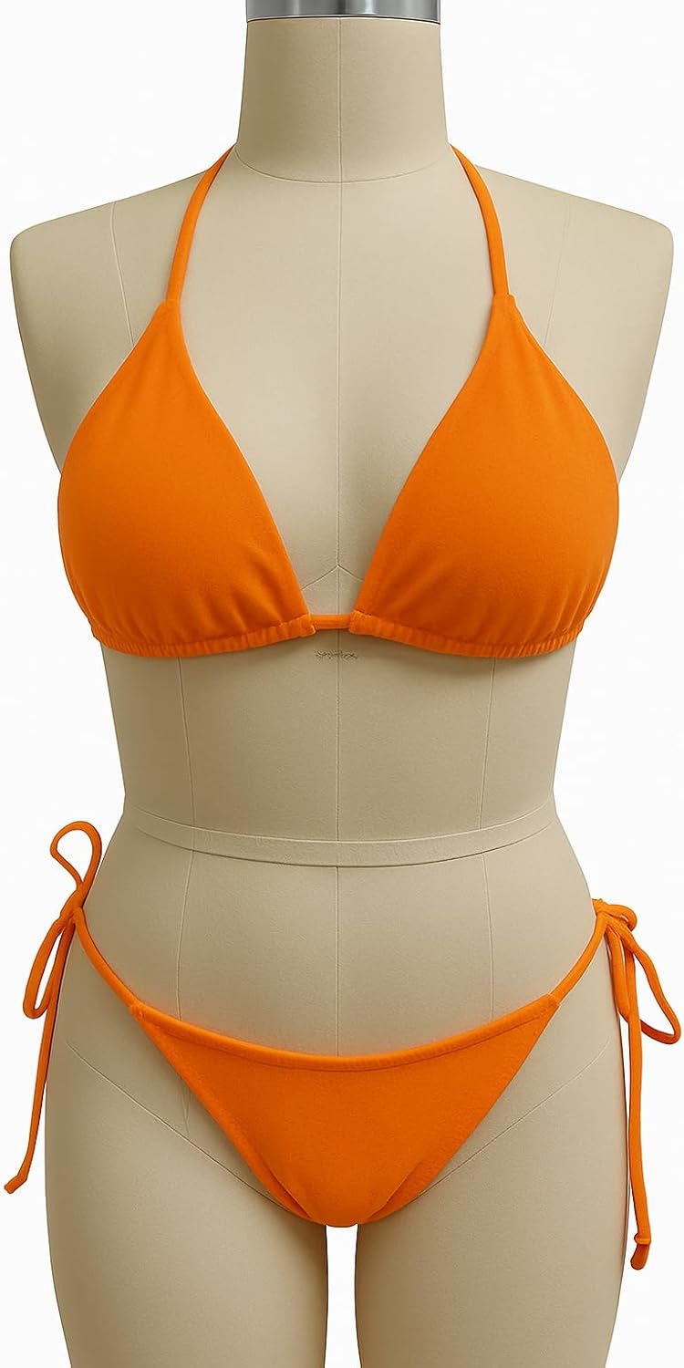 Triangle Bikini Set for Women Side Tie Two Piece Swimsuit Halter String Bikini with Removable Padded Cups