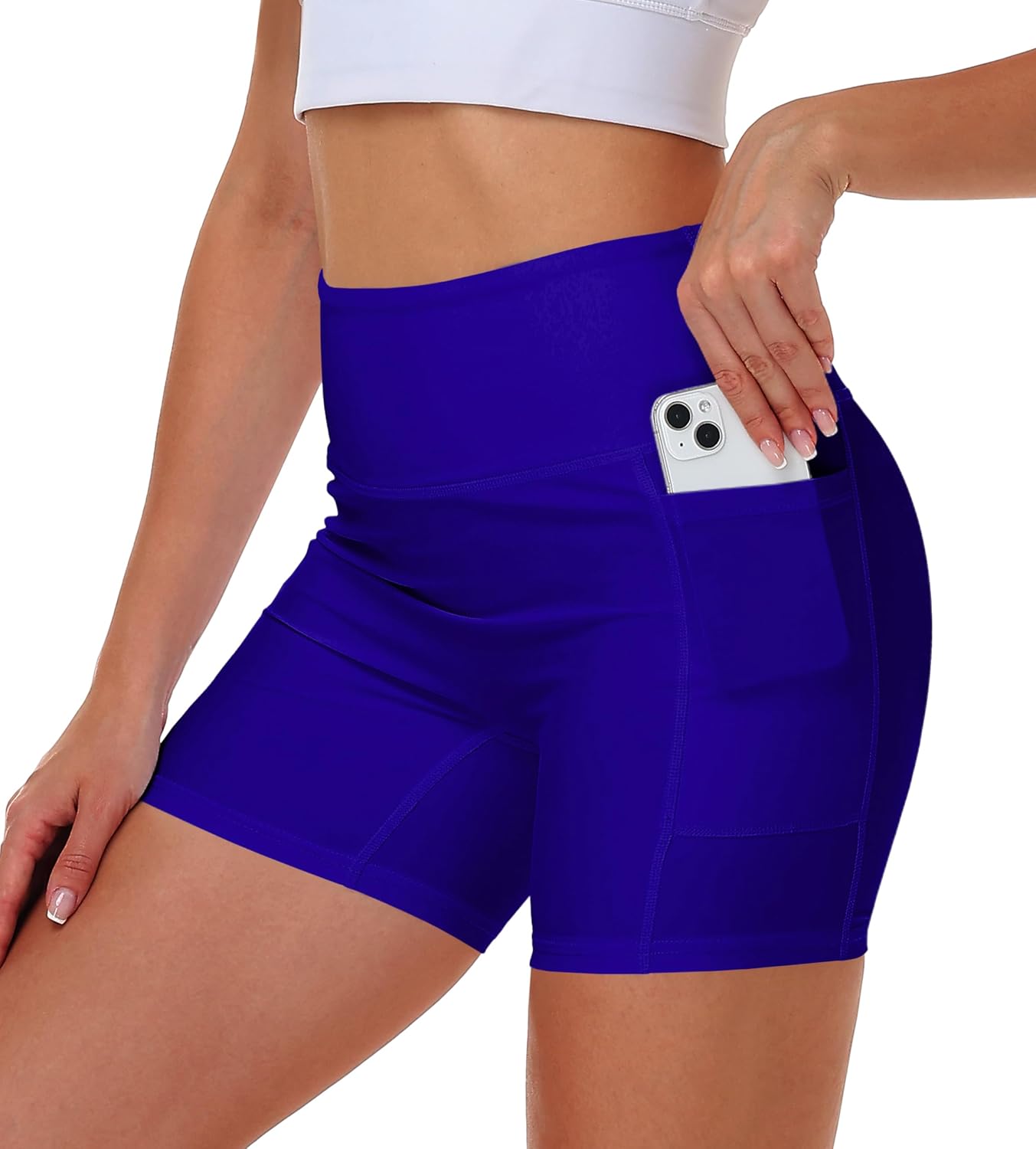 Women Swim Bike Shorts Sun Protection High Waisted UPF Pants with Pockets