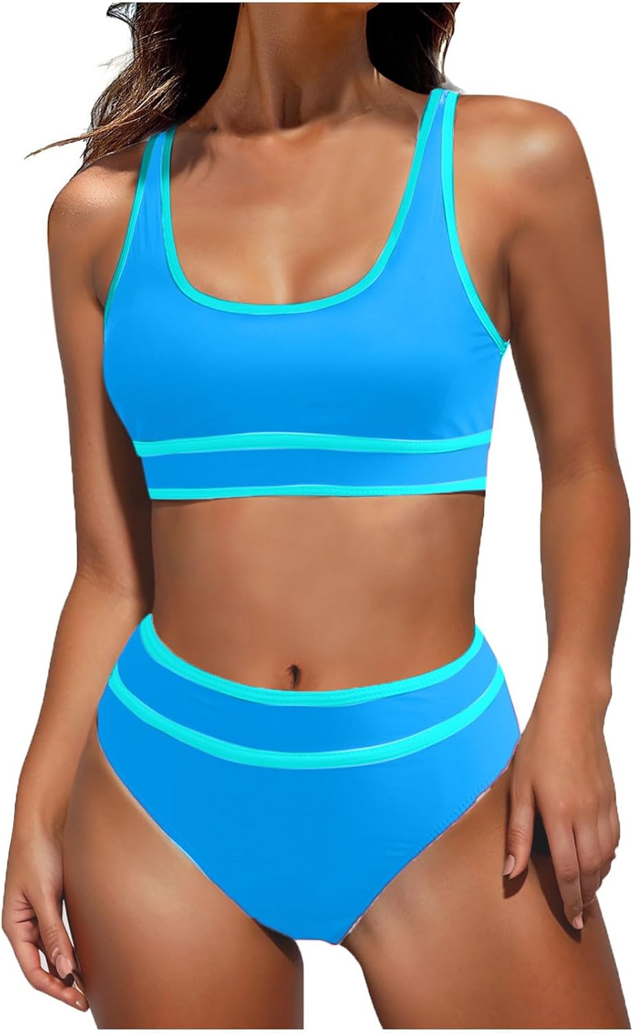 Womens Swimsuits High Waisted Bikini Set Tank Top Tankini Tops with Swim Bottoms Beach Resort Wear