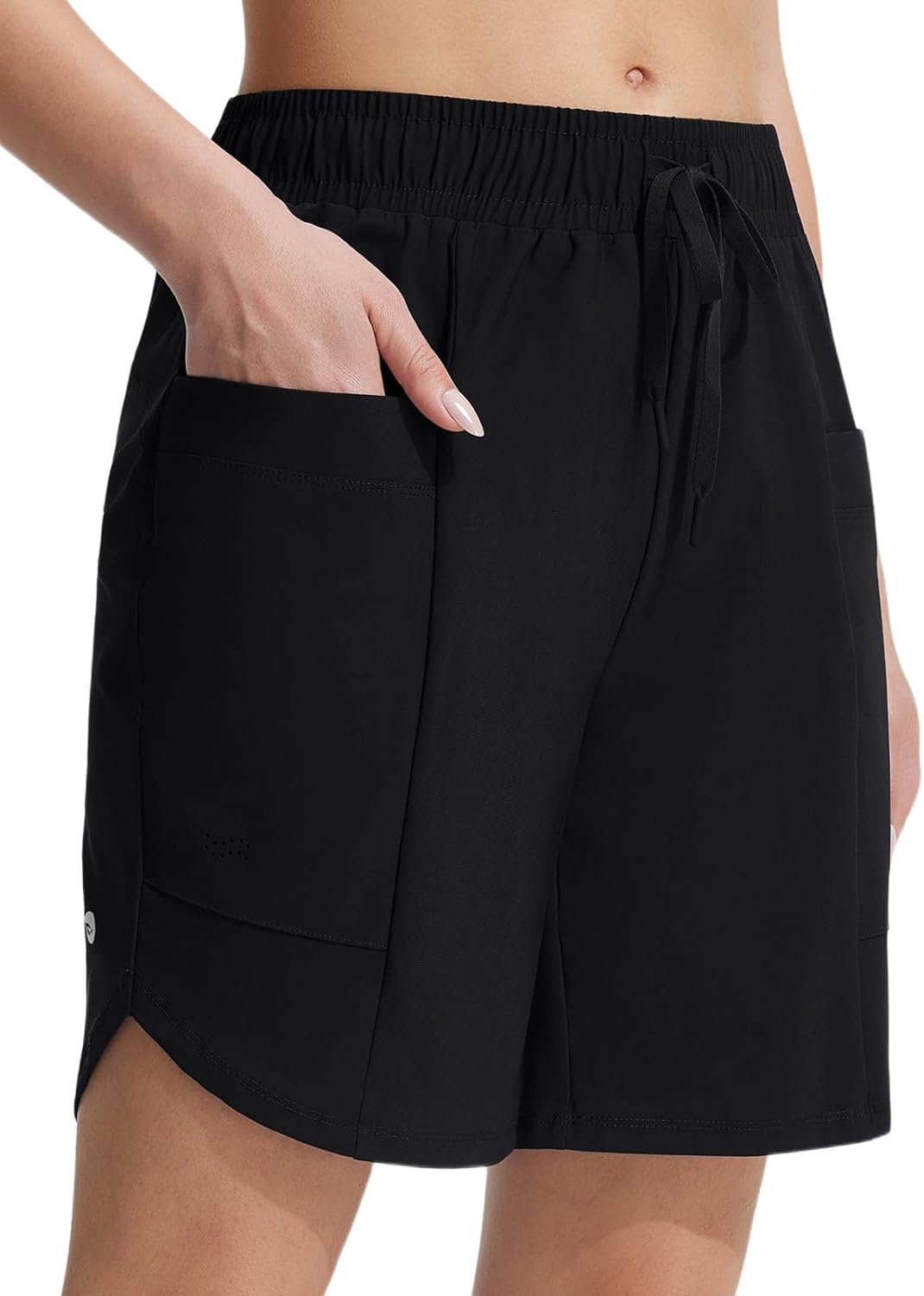 Women' Long Board Shorts High Waisted Swim Shorts Modest Swimsuits with Pockets Quick Dry UPF50