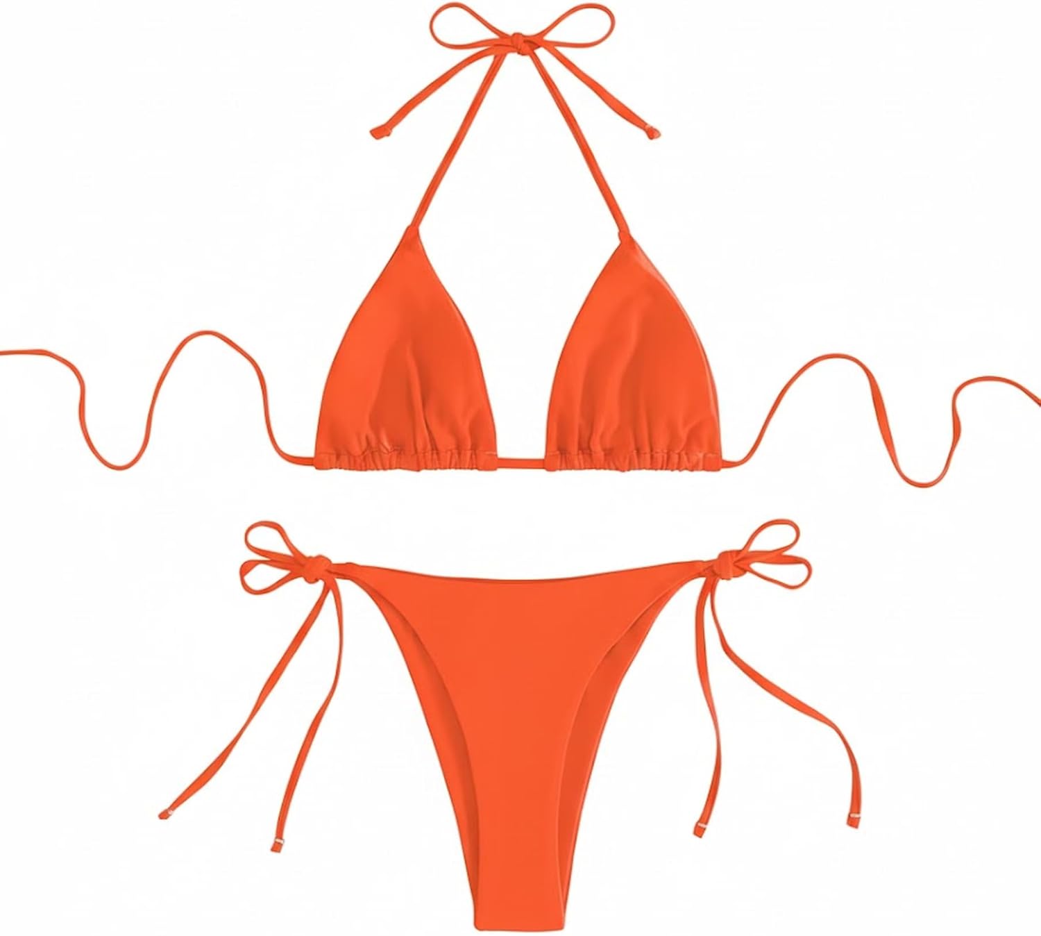 Triangle Bikini Set for Women Side Tie Two Piece Swimsuit Halter String Bikini with Removable Padded Cups