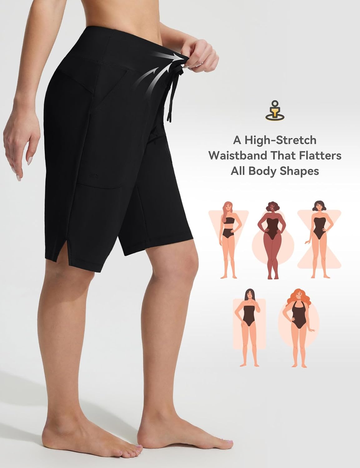Women' 11 Long Swim Board Shorts High Waisted Knee Length Swimming Bottoms Quick Dry Swimsuits with Pockets Liner Women' 11 Long Swim Board Shorts High Waisted Knee Length Swimming Bottoms Quick Dry Swimsuits with Pockets Liner