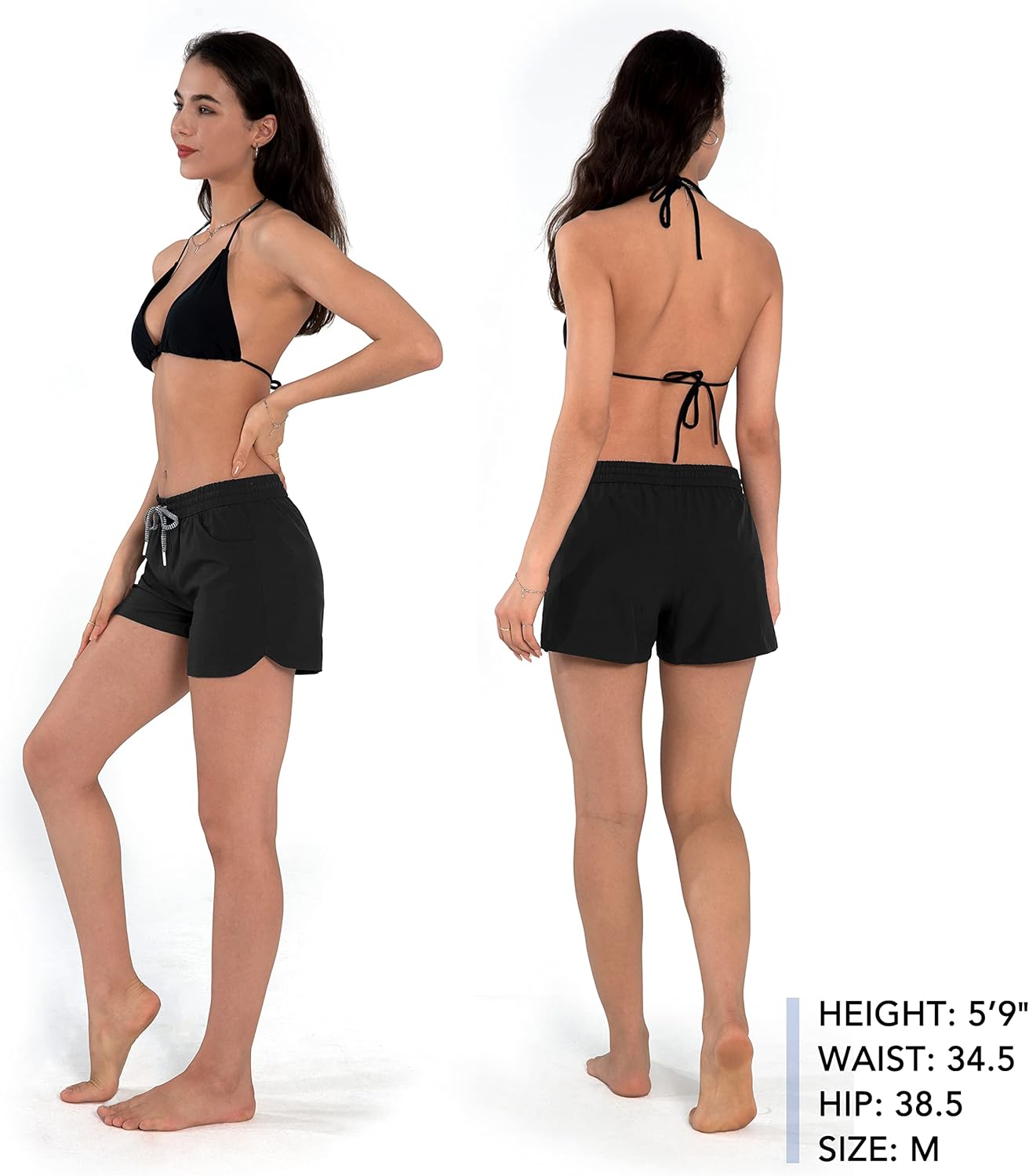 Womens Swim Shorts UPF50 Board Shorts Quick Dry Beach Shorts Drawstring Sports Summer Bottom