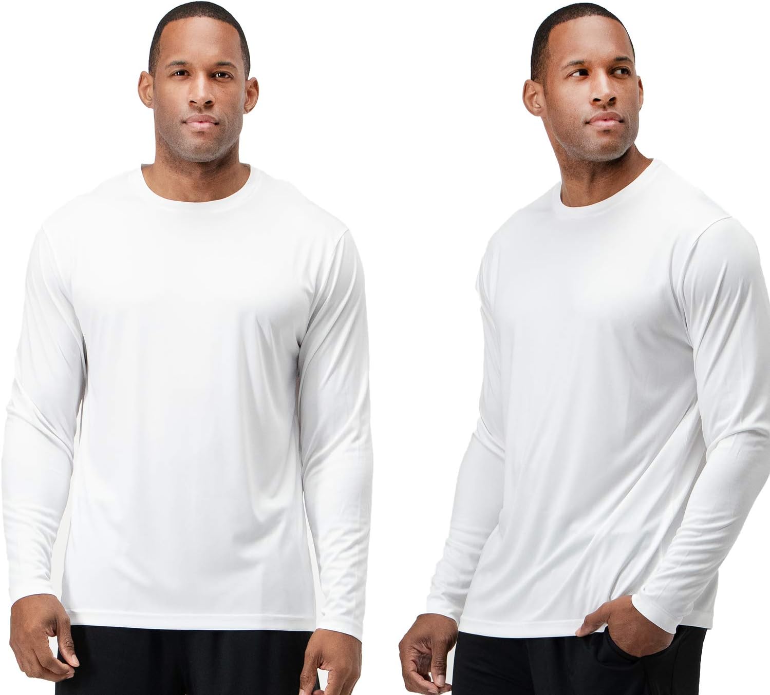 2 Pack Men' Sun Protection Shirts UV SPF T-Shirts UPF 50 Long Sleeve Rash Guard Fishing Running Quick Dry