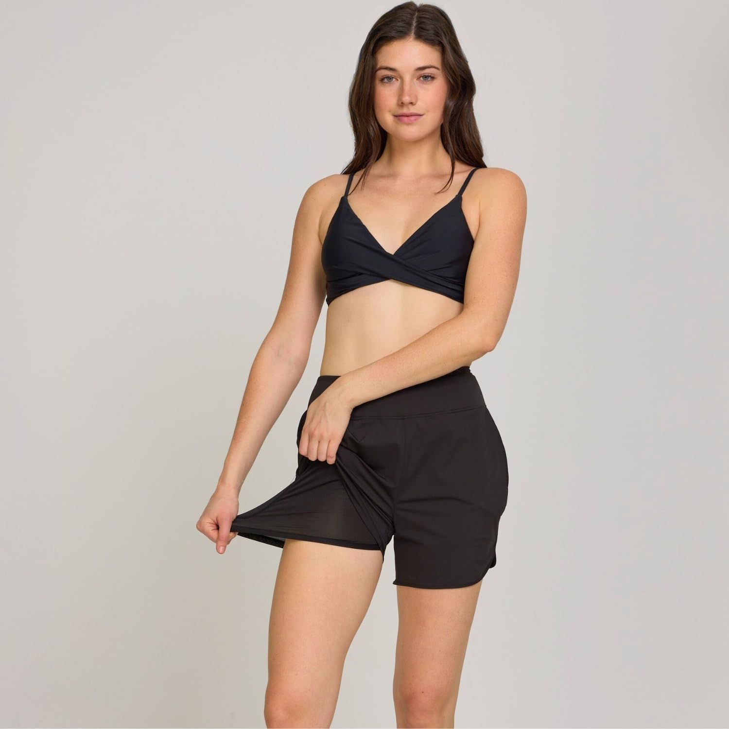 High Waisted Swim Shorts for Women-5 Tummy Control Board Shorts with Liner Quick Dry Beach Shorts Swim Bottom
