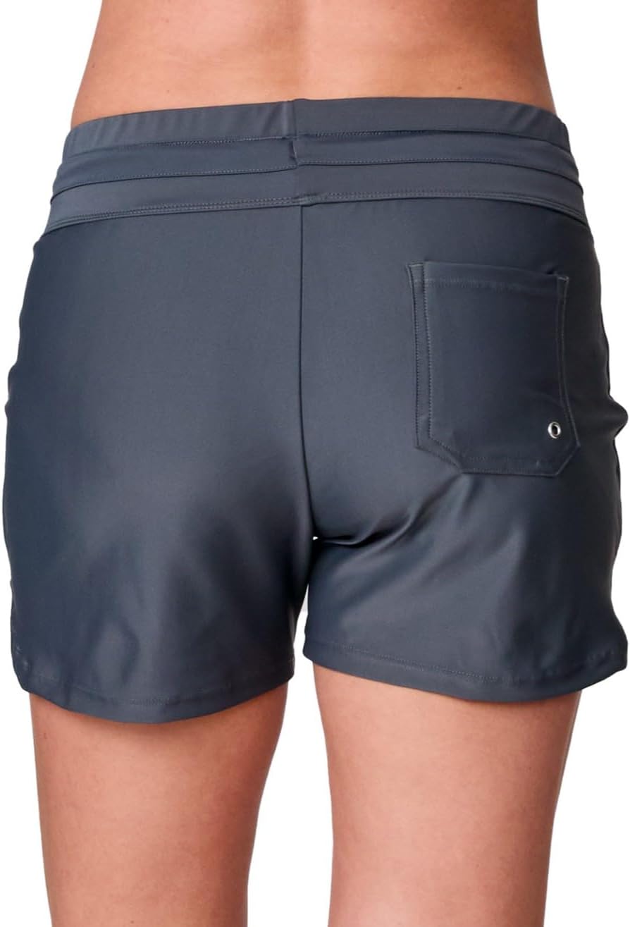 Women' 3 5 Swim Board Shorts Swimsuit UPF 50 Bermuda Drawstring with Back Pocket Quick Dry Beach Pool Bottom